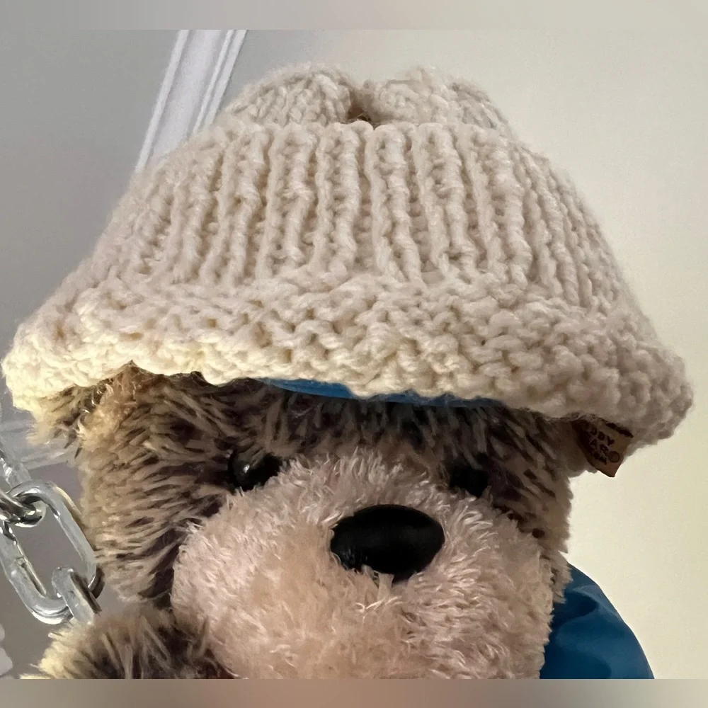 Wool Handmade cream Knit Beanie hat Stretchy Unisex baby toddler 40-50cm beige